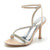 Women's Silk Satin Ankle Strap With Rhinestone Peep Toe Stiletto Heel Evening Shoes