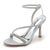 Women's Silk Satin Ankle Strap With Rhinestone Peep Toe Stiletto Heel Evening Shoes