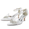 Women's Ankle Strap Silk Satin With Rhinestone Closed Toe Stiletto Heel Evening Shoes