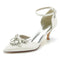 Women's Silk Satin With Rhinestone Ankle Strap Closed Toe Stiletto Heel Wedding Shoes