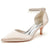 Women's Silk Satin With Ankle Strap Pearl Tassel Closed Toe Stiletto Heel Party Shoes