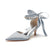 Women's Silk Satin With Ankle Strap Lace-up Rhinestone Closed Toe Stiletto Heel Wedding Shoes
