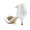 Women's Silk Satin With Ankle Strap Bowknot Rhinestone Closed Toe Stiletto Heel Wedding Shoes