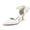 Women's Silk Satin With Lace-up Pearl Ankle Strap Closed Toe Stiletto Heel Party Shoes