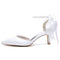 Women's Silk Satin With Lace-up Pearl Closed Toe Ankle Strap Stiletto Heel Wedding Shoes