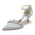 Women's Silk Satin Ankle Strap With Rhinestone Stiletto Heel Closed Toe Wedding Shoes