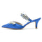 Women's Silk Satin Closed Toe Rhinestone Stiletto Heel Evening Shoes