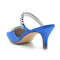 Women's Silk Satin Closed Toe Rhinestone Stiletto Heel Evening Shoes
