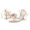 Women's Silk Satin With Ankle Strap Lace-up Pearl Closed Toe Stiletto Heel Wedding Shoes
