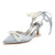 Women's Silk Satin With Ankle Strap Lace-up Pearl Closed Toe Stiletto Heel Wedding Shoes