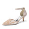 Women's Lace Silk Satin With Ankle Strap Closed Toe Stiletto Heel Evening Shoes