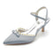 Women's Silk Satin With Ankle Strap Pearl Closed Toe Stiletto Heel Evening Shoes