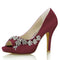 Women's Silk Satin With Flower Rhinestone Peep Toe Stiletto Heel Wedding Shoes
