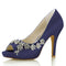 Women's Silk Satin With Flower Rhinestone Peep Toe Stiletto Heel Wedding Shoes