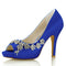 Women's Silk Satin With Flower Rhinestone Peep Toe Stiletto Heel Wedding Shoes