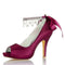 Women's Silk Satin With Ankle Strap Lace-up Tassel Peep Toe Stiletto Heel Party Shoes