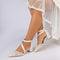 Women's Lace Silk Satin With Lace Closed Toe Ankle Strap Chunky Heel Evening Shoes