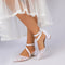 Women's Lace Silk Satin With Lace Closed Toe Ankle Strap Chunky Heel Evening Shoes
