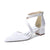 Women's Lace Silk Satin With Lace Closed Toe Ankle Strap Chunky Heel Evening Shoes