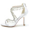 Women's Silk Satin With Ankle Strap Rhinestone Tassel Peep Toe Stiletto Heel Wedding Shoes