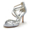 Women's Silk Satin With Ankle Strap Rhinestone Tassel Peep Toe Stiletto Heel Wedding Shoes