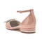 Women's Patent Leather Mirror Finish With Ankle Strap Rhinestone Closed Toe Flat Heel Wedding Shoes