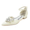 Women's Patent Leather Mirror Finish With Ankle Strap Rhinestone Closed Toe Flat Heel Wedding Shoes