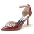 Women's Patent Leather Mirror Finish With Ankle Strap Rhinestone Closed Toe Stiletto Heel Wedding Shoes