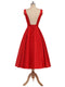A-Line/Princess V-Neck Sleeveless Satin With Bowknot Backless Tea-Length Bridesmaid Dresses