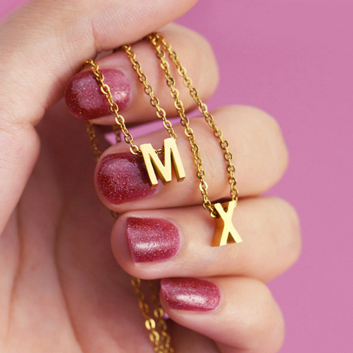26 English Alphabet Surname Titanium Pendant Necklace