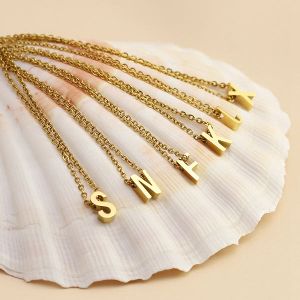 26 English Alphabet Surname Titanium Pendant Necklace