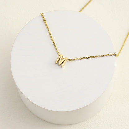 26 English Alphabet Surname Titanium Pendant Necklace