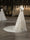 A-Line/Princess Scoop Sleeveless Tulle Applique Covered Button Court Train Wedding Dresses