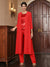 Chiffon Scoop 3/4 Sleeves 3 Pieces Pantsuits with Sequins & Jacket