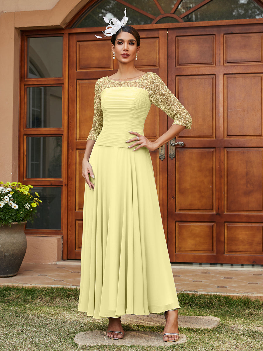 A-Line/Princess Sheer Neck Half Sleeves Long Evening Dresses with Appliques