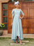 A-Line/Princess Sheer Neck Half Sleeves Long Evening Dresses with Appliques