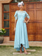 A-Line/Princess Sheer Neck Half Sleeves Long Evening Dresses with Appliques
