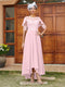 A-Line/Princess Sheer Neck Half Sleeves Long Evening Dresses with Appliques
