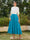 A-Line/Princess High Neck Half Sleeves Long Evening Dresses with Rhinestones