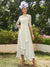 A-Line/Princess Sheer Neck Half Sleeves Long Evening Dresses with Appliques