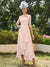 A-Line/Princess Sheer Neck Half Sleeves Long Evening Dresses with Appliques