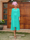 Sheath/Column Sheer Neck 3/4 Sleeves Knee-Length Evening Dresses with Appliques & Jacket