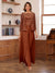 Lace Chiffon Square Neck 3/4 Sleeves 3 Pieces Pantsuits with Appliques & Jacket
