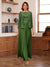 Lace Chiffon Square Neck 3/4 Sleeves 3 Pieces Pantsuits with Appliques & Jacket