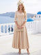 A-Line/Princess V-Neck Half Sleeves Ankle-Length Long Evening Dresses with Ruffles