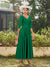 A-Line/Princess V-Neck Half Sleeves Ankle-Length Long Evening Dresses with Ruffles