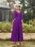 A-Line/Princess V-Neck Half Sleeves Ankle-Length Long Evening Dresses with Ruffles