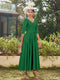 A-Line/Princess V-Neck Half Sleeves Ankle-Length Long Evening Dresses with Ruffles