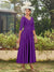 A-Line/Princess V-Neck Half Sleeves Ankle-Length Long Evening Dresses with Ruffles