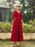 A-Line/Princess V-Neck Half Sleeves Ankle-Length Long Evening Dresses with Ruffles